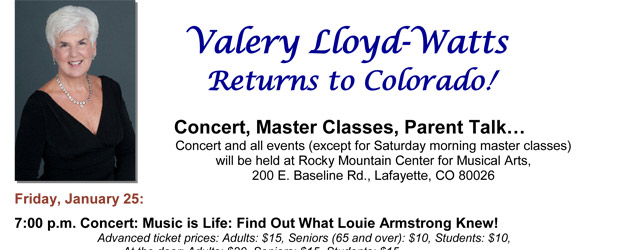 Valery Lloyd-Watts Returns to Colorado!